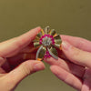 Mid-century gold, ruby and diamond brooch, Sasportas for Bailey Banks & Biddle