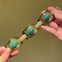 Sasportas, French Art Deco gold and aventurine quartz bracelet