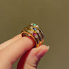 Diamond and multi-gem harem style band