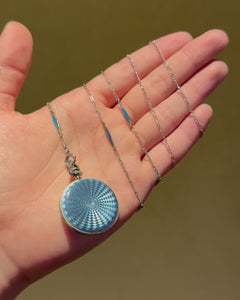 Tiffany & Co. blue enamel watch pendant necklace