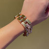 French Retro two-color gold escalator tank bracelet