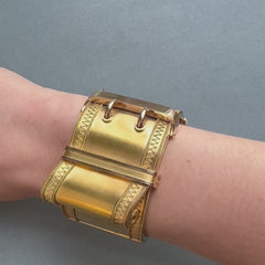 Antique oversized gold buckle bracelet