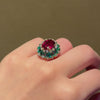 Bulgari, Italy rubellite tourmaline, emerald and diamond ring