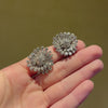 Mid-Century diamond and platinum stylized flower earrings