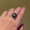 Art Deco rectangular onyx ring with diamonds