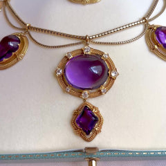 Antique amethyst and diamond swag necklace