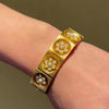Antique gold and pearl flower bracelet