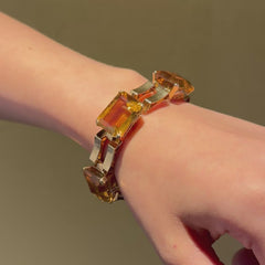 Retro gold and citrine tank bracelet
