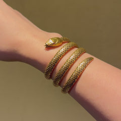 Antique French gold and ruby snake bracelet