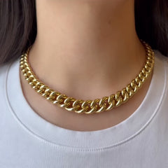 French graduated gold curblink chain necklace