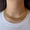 French graduated gold curblink chain necklace