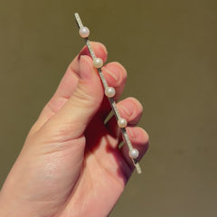French Art Deco diamond and pearl bar brooch