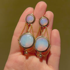 Antique gold and opaline glass earrings