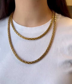 Antique gold star motif long guard chain