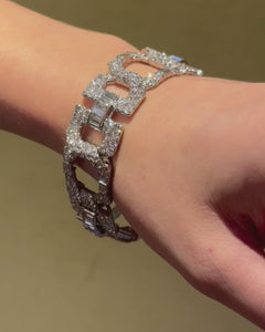 Charles Holl, France Art Deco diamond strapwork bracelet