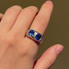Retro two-stone Ceylon sapphire ring