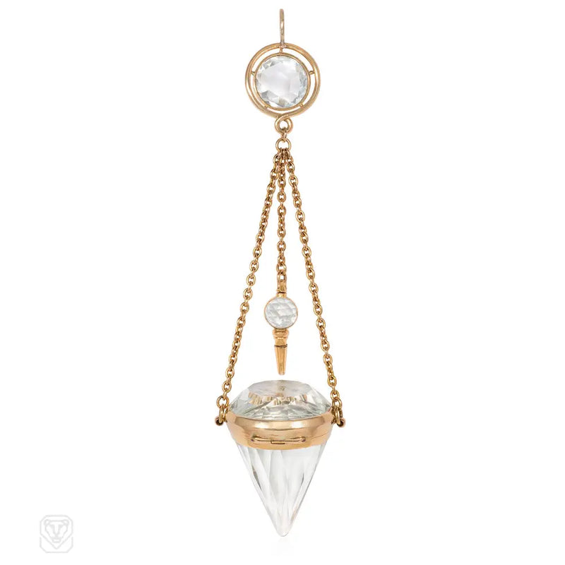 Rare Antique French Diamond - Shaped Watch Pendant