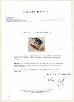 René Boivin Art Deco diamond and sapphire ring, France