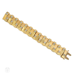 René Boivin Art Deco gold and diamond pyramid-link bracelet