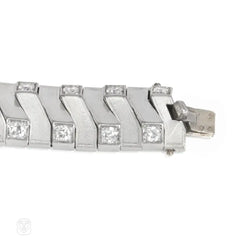 René Boivin Art Moderne platinum and diamond bracelet, France