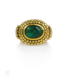 René Boivin 'Bague Egyptienne' emerand and gold ring