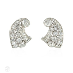 Retro angel skin coral and diamond earrings