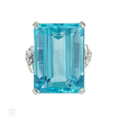 Retro aquamarine cocktail ring