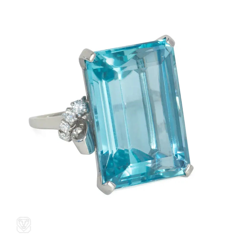 Raymond Yard Retro Aquamarine Cocktail Ring