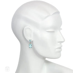 Retro aquamarine pendant earrings