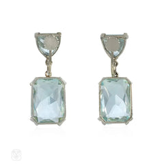 Retro aquamarine pendant earrings