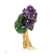 Retro Austrian violet posy brooch