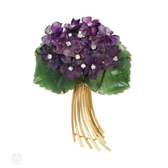 Retro Austrian violet posy brooch