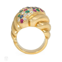 Retro Belperron multi-gem Torsade ring