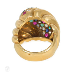 Retro Belperron multi-gem Torsade ring