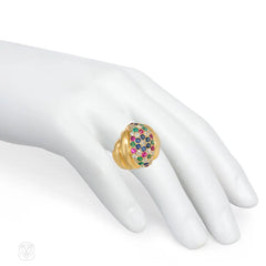 Retro Belperron multi-gem Torsade ring