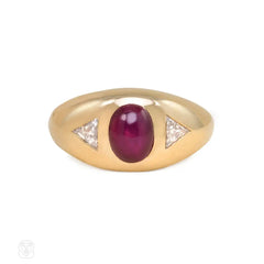 Retro Burma star ruby and diamond gypsy ring