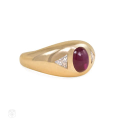 Retro Burma star ruby and diamond gypsy ring