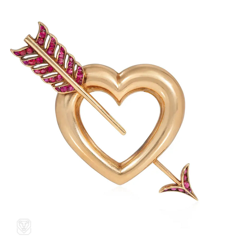 Retro Cartier cupid’s arrow heart brooch