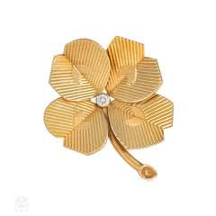 Retro Cartier gold and diamond clover brooch