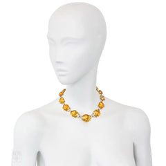Retro citrine and diamond X-form necklace