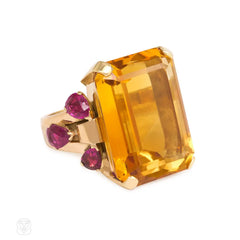 Retro citrine and ruby ring, Tiffany