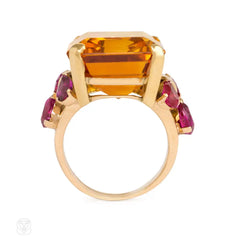 Retro citrine and ruby ring, Tiffany