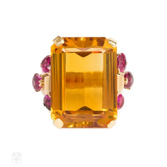 Retro citrine and ruby ring, Tiffany