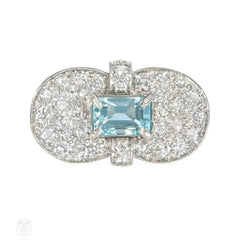 Retro diamond and aquamarine cocktail ring