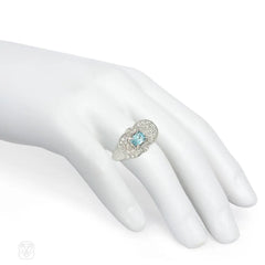 Retro diamond and aquamarine cocktail ring