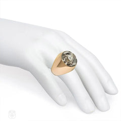 Retro diamond and gold reflective ring