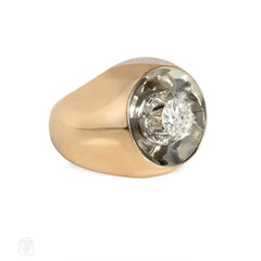 Retro diamond and gold reflective ring