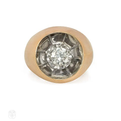 Retro diamond and gold reflective ring