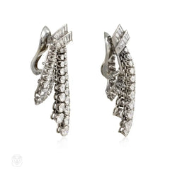 Retro diamond "Cascade" earrings, Van Cleef & Arpels