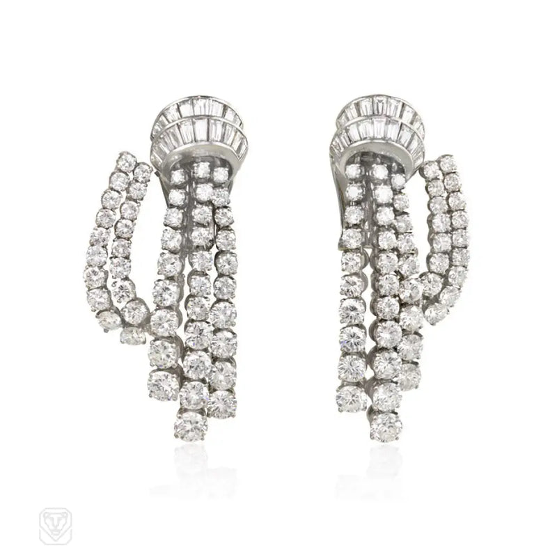 Retro Diamond ’Cascade’ Earrings Van Cleef & Arpels